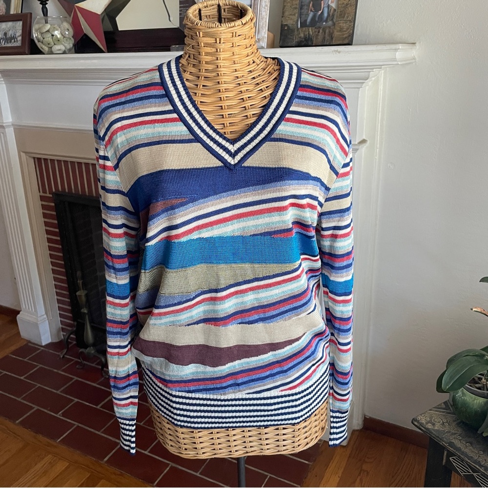 Vintage Missoni rare vneck multicolor designer sweater new, Italy